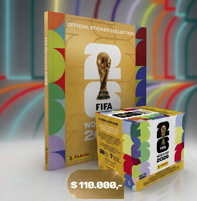 Combo Álbum Tapa Dura Dorado más caja de 50 sobres FIFA 2026